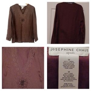 💙🌺Josephine Chaus Sport Brown Vneck Top